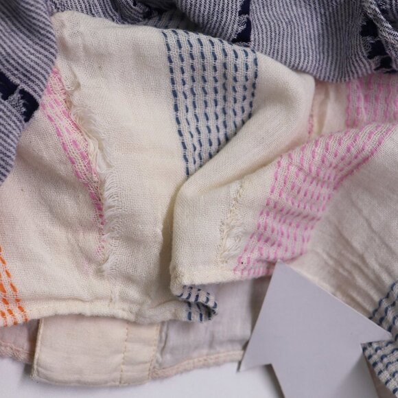 Tularosa Denny Tank Crop Top Embroidered Ruffle Calmar Stripe Blue Pink Large - Picture 8 of 8